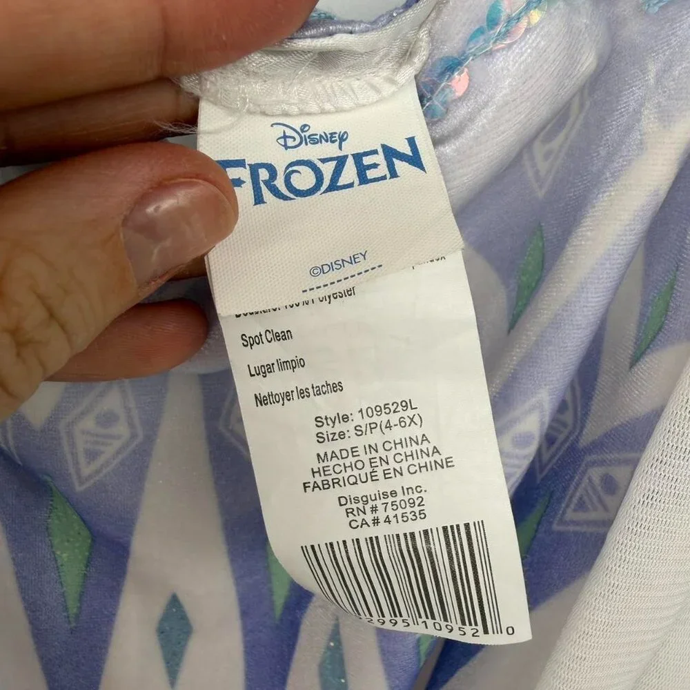 Frozen Elsa Costume 4-6 Disney Snow Queen White Dress Blue Cape Sparkle